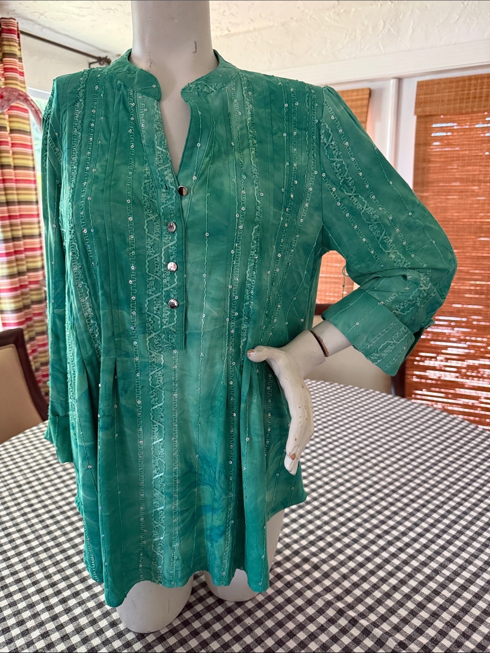 Coral Bay Emerald Green Embellished Tunic